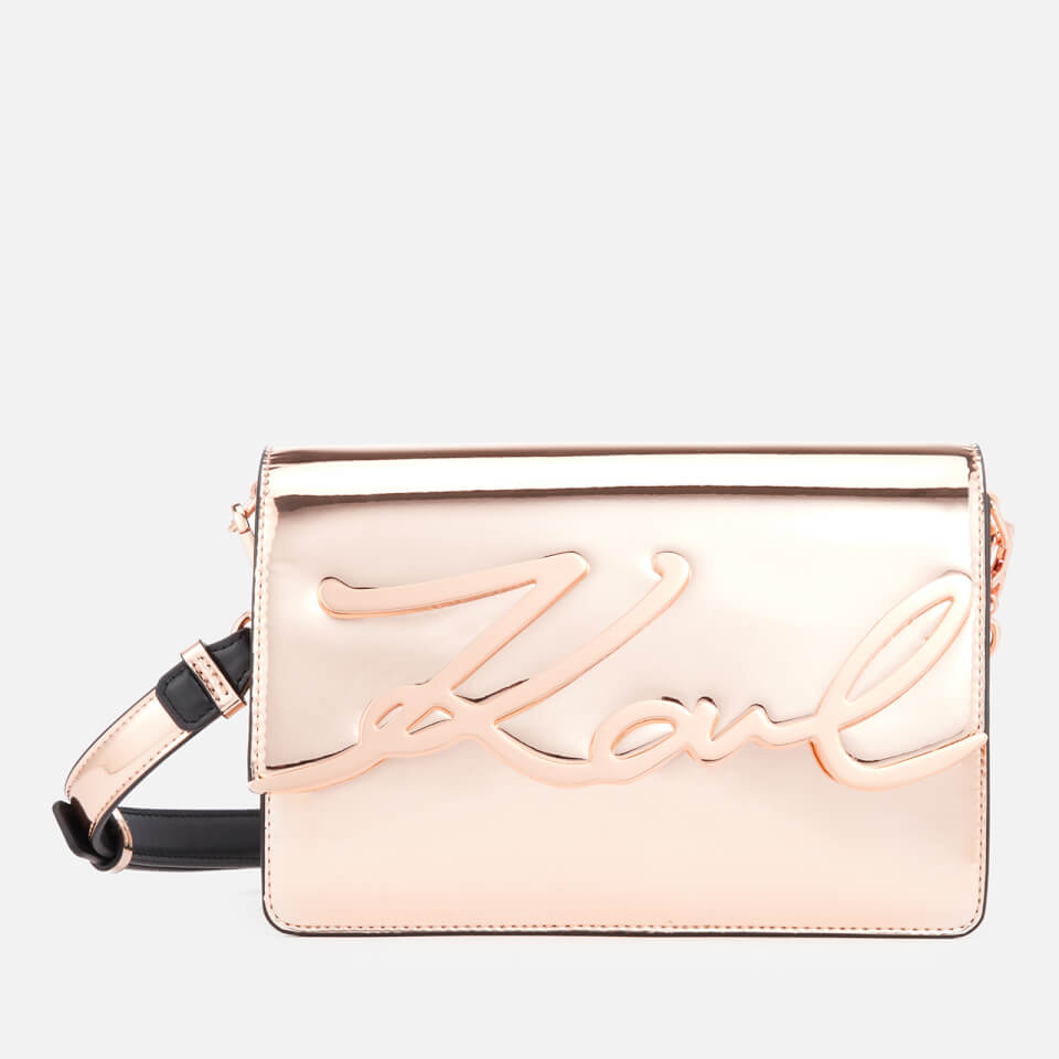 Karl Lagerfeld Women's K/Signature Gloss Shoulder Bag - Rose Gold