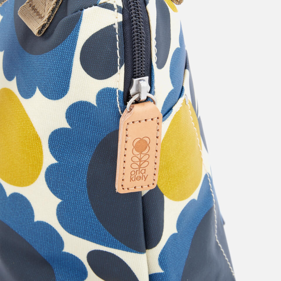 Orla Kiely Women s Laminated Scallop Flower Spot Small Tote Backpack Denim