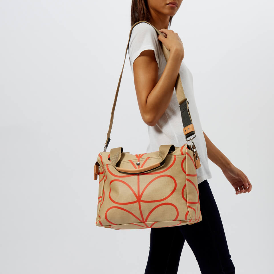 Orla Kiely Women's Matt Laminated Giant Linear Stem Zip Messenger Bag - Stone