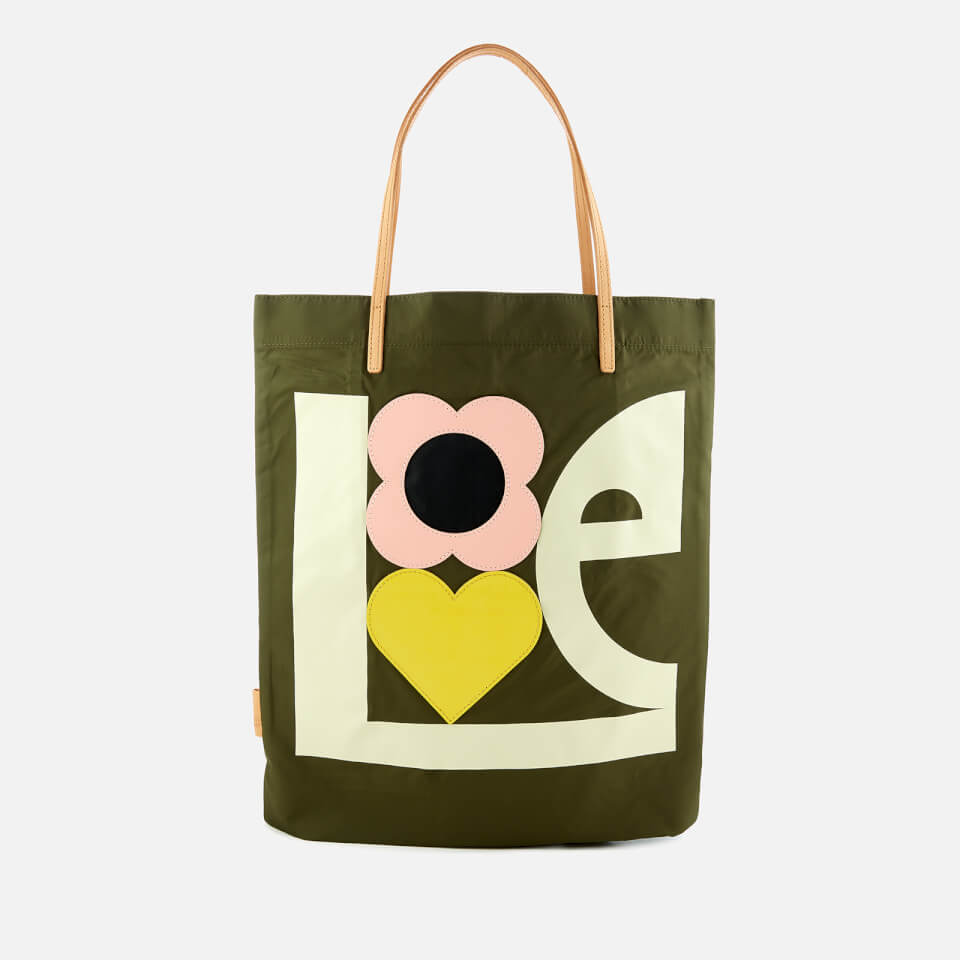 Orla Kiely Women's Love Print Applique Nylon Tote Bag - Khaki