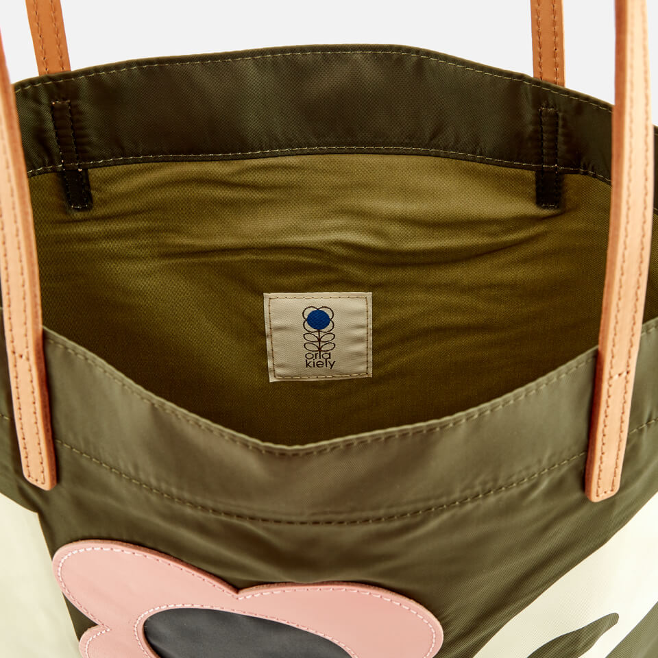 Orla Kiely Women's Love Print Applique Nylon Tote Bag - Khaki