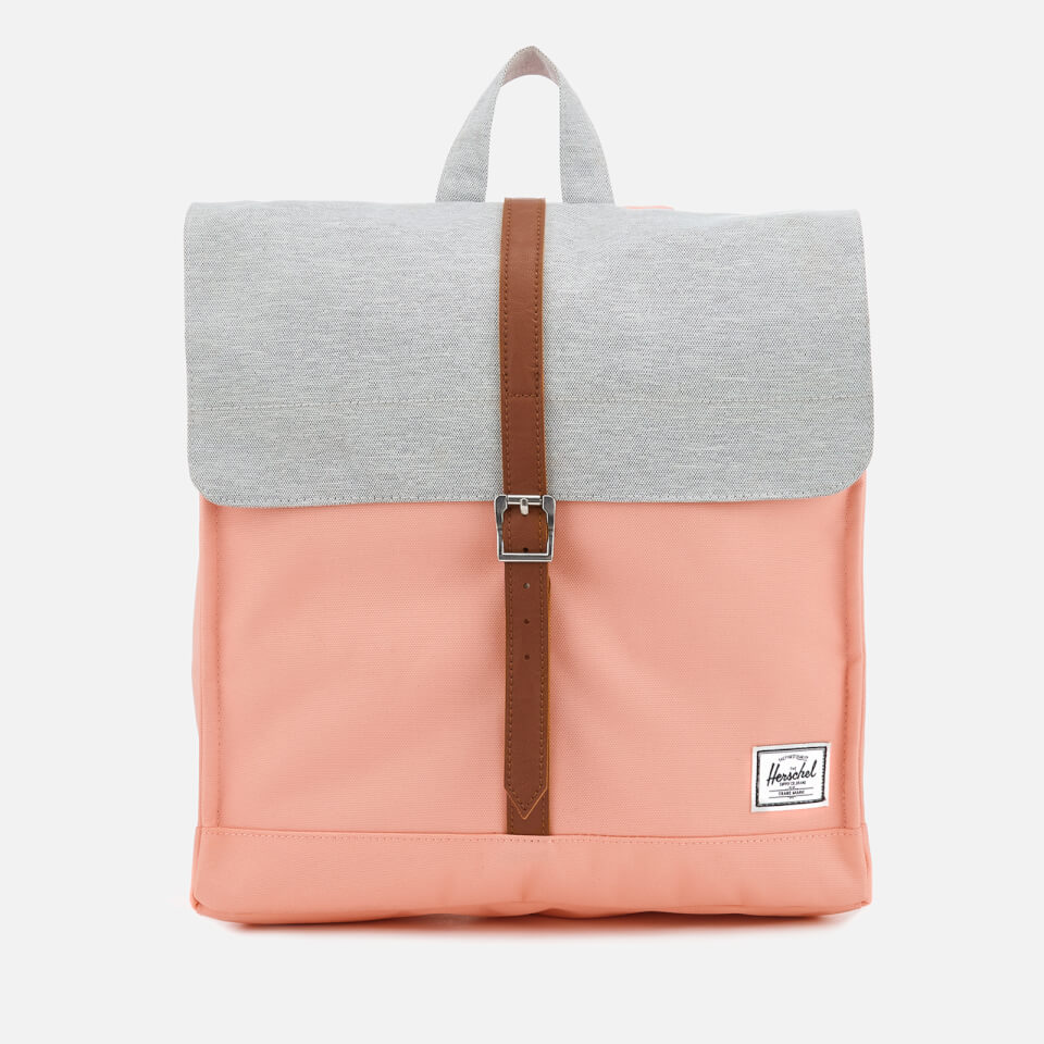 Herschel Supply Co. Women's City Mid-Volume Backpack - Peach/Light Grey Crosshatch/Tan Synthetic Leather