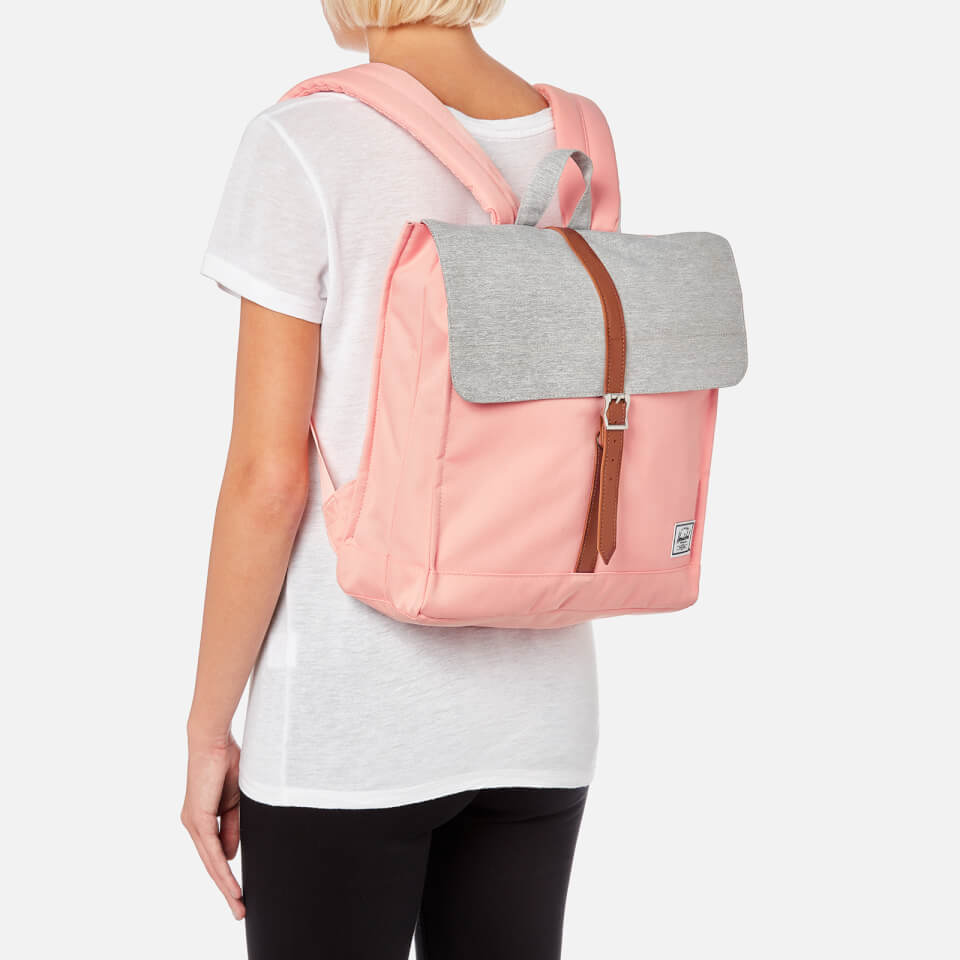 Herschel Supply Co. Women's City Mid-Volume Backpack - Peach/Light Grey Crosshatch/Tan Synthetic Leather