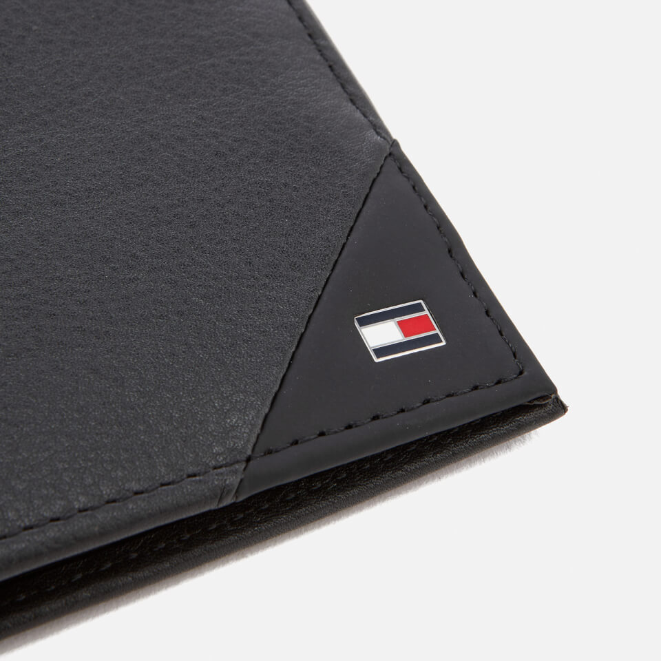 Tommy Hilfiger Men's TH Diagonal Credit Card and Back Coin Zip Wallet - Black