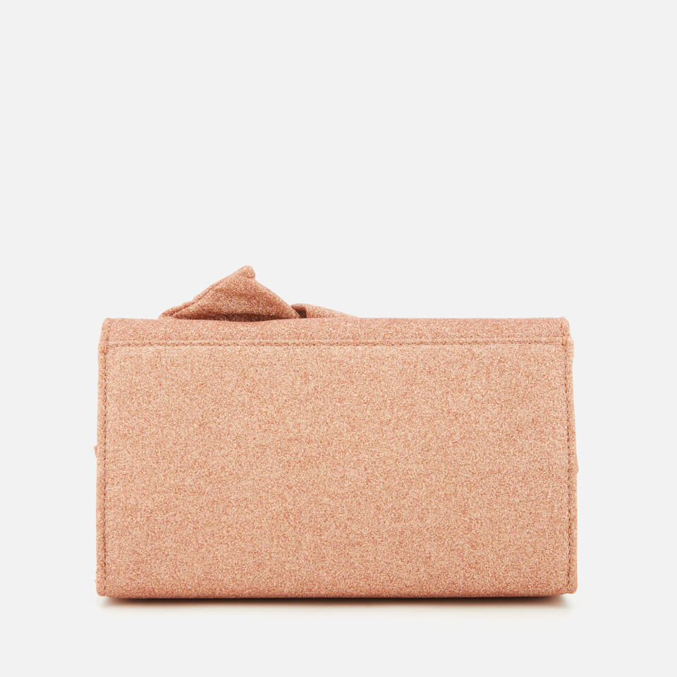 Ted Baker Fefee Glitter Knotted Bow Clutch - Pink In Rose Gold