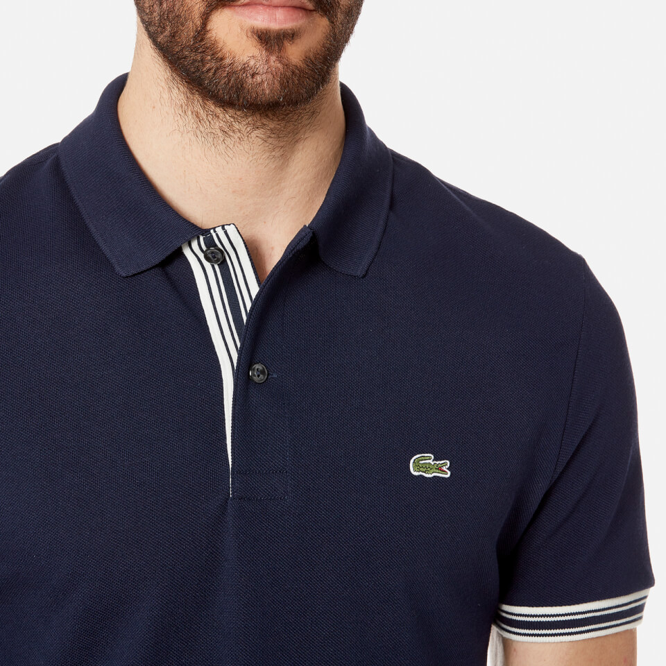Lacoste Men s Sleeve Tip Polo Shirt Navy Blue Coggles