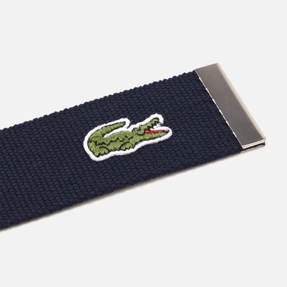 Lacoste Men's Textile Signature Croc Logo Belt - Navy Blue