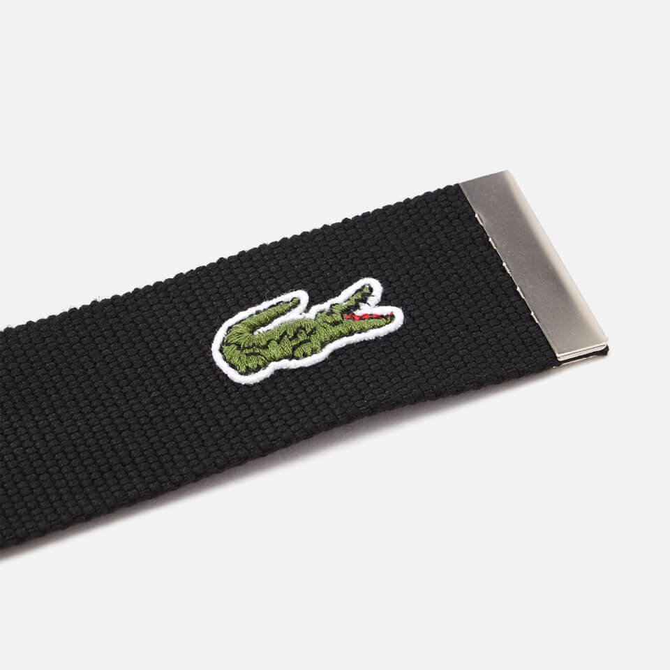 Lacoste Men's Textile Signature Croc Logo Belt - Noir