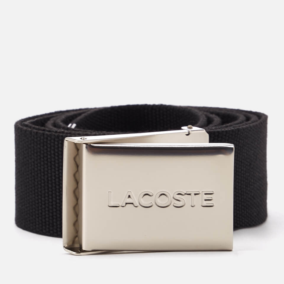 Lacoste Men's Textile Signature Croc Logo Belt - Noir