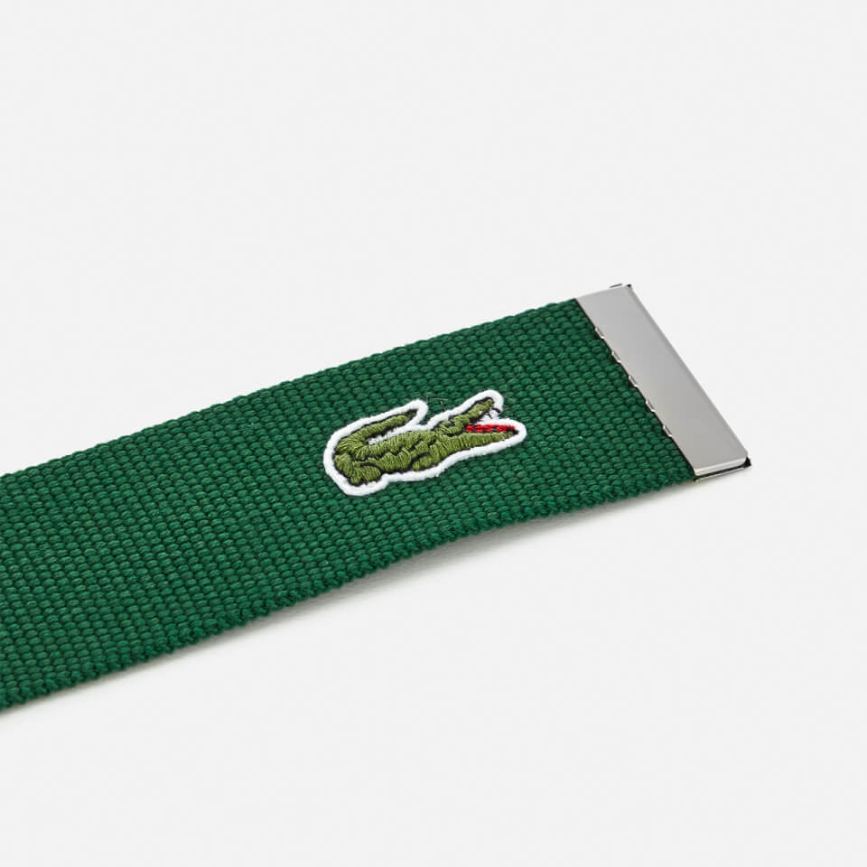Lacoste Men's Textile Signature Croc Logo Belt - Green