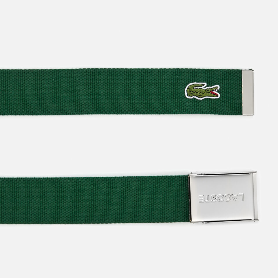 Lacoste Men's Textile Signature Croc Logo Belt - Green