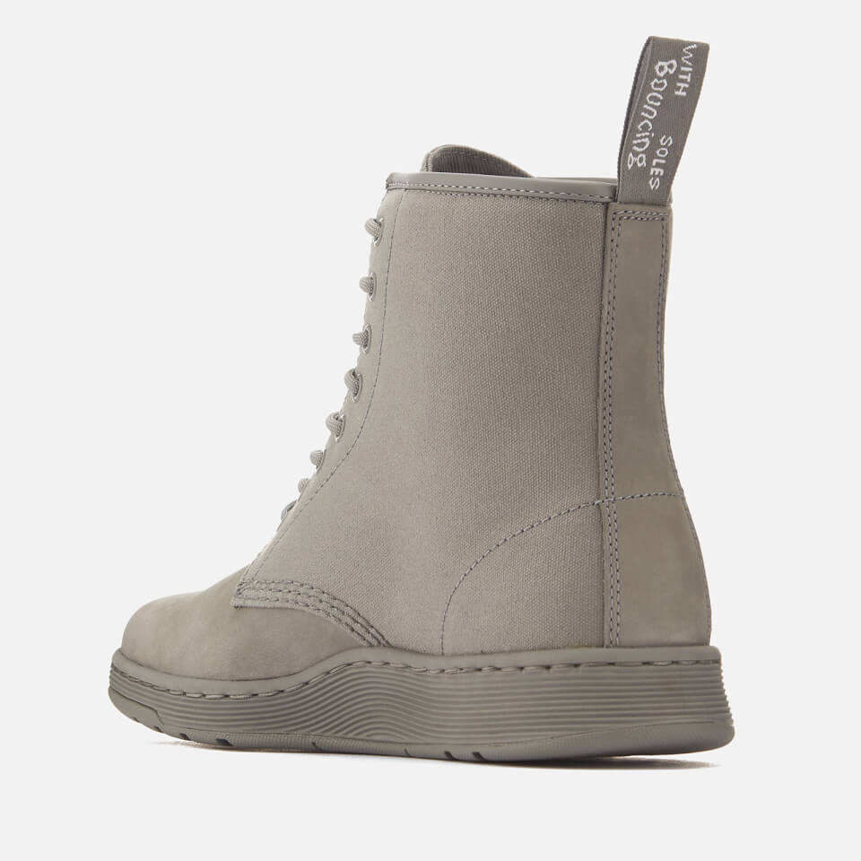 Dr. Martens Men s Newton Lite Canvas 8 Eye Lace Up Boots Grey Allsole