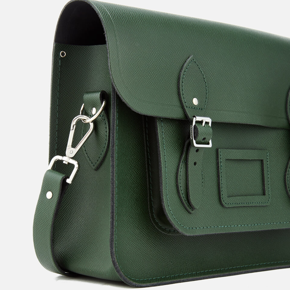 The Cambridge Satchel Company Women's 15 Inch Classic Satchel with Detachable Strap - Racing Green Saffiano