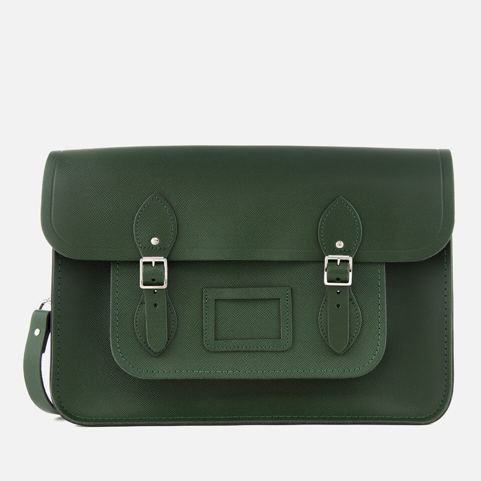 The Cambridge Satchel Company Women's 15 Inch Classic Satchel with Detachable Strap - Racing Green Saffiano