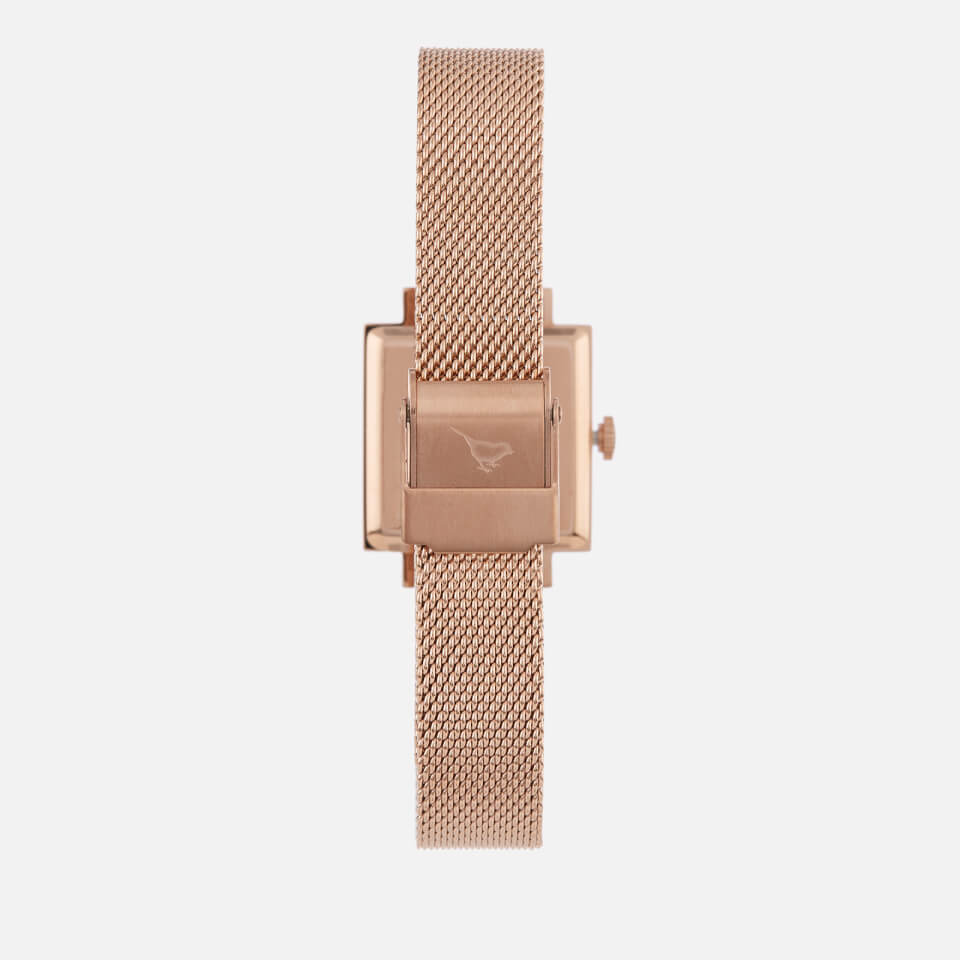 Olivia Burton Women's Lace Detail Square Dial Watch - Blush Dial/Rose Gold Mesh
