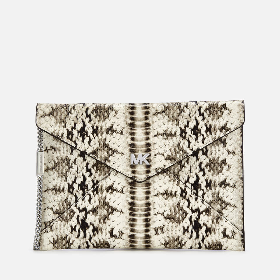 MICHAEL MICHAEL KORS Women's Snakeskin Envelope Clutch Bag - Natural