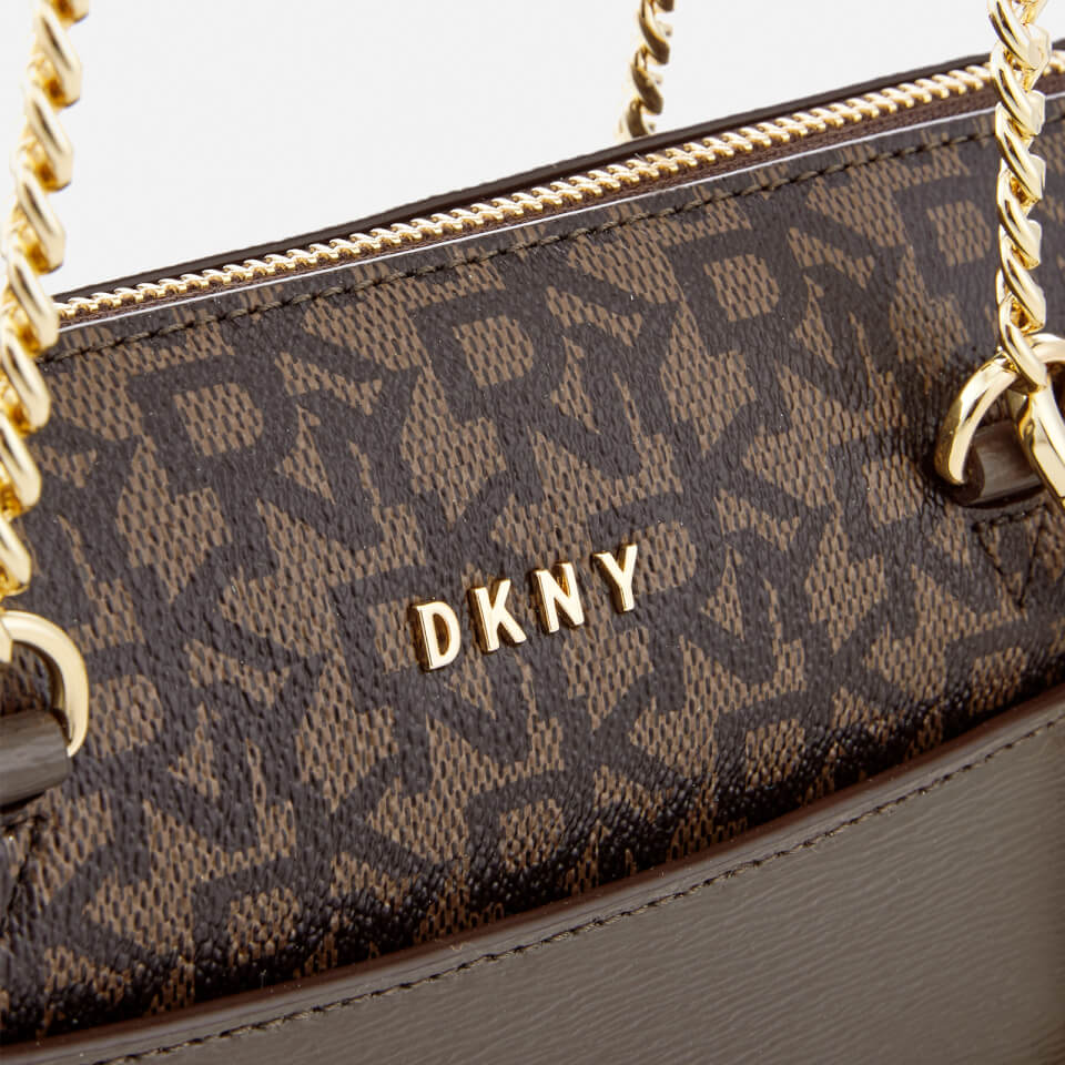 DKNY Women's Bryant Small Zip Tote Bag - Brown Logo