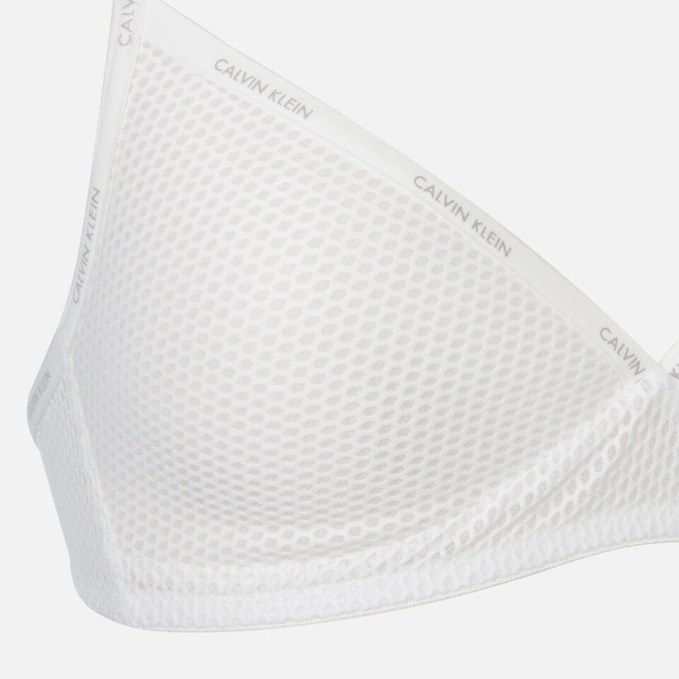 Calvin Klein Women's Logo Trim Lightly Lined Triangle Bra - White