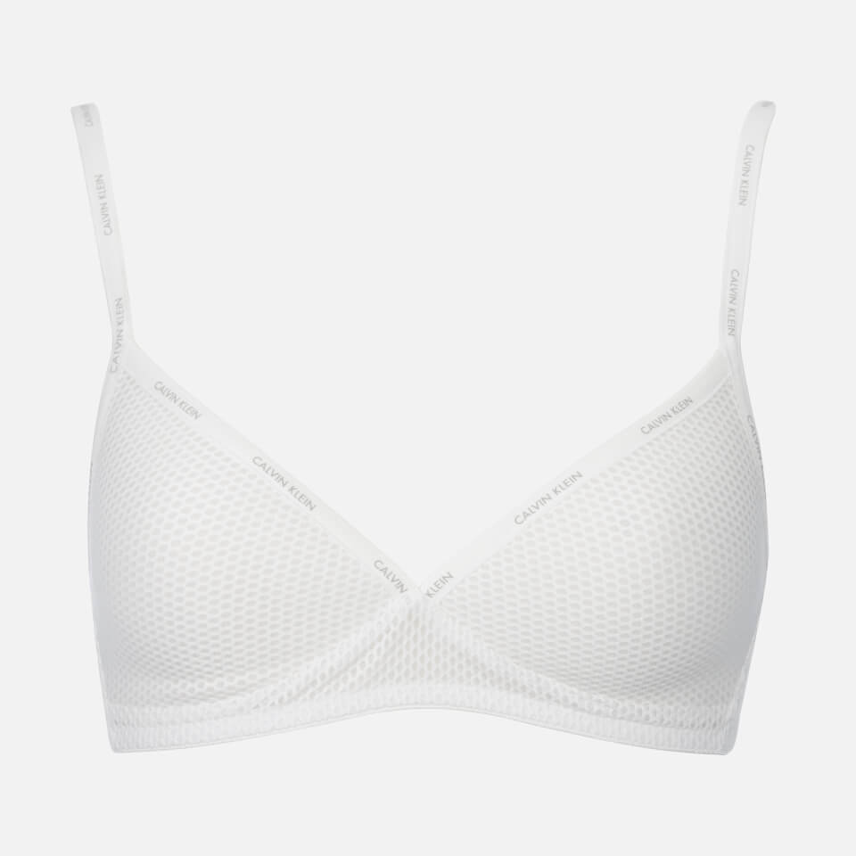 Calvin Klein Women's Logo Trim Lightly Lined Triangle Bra - White