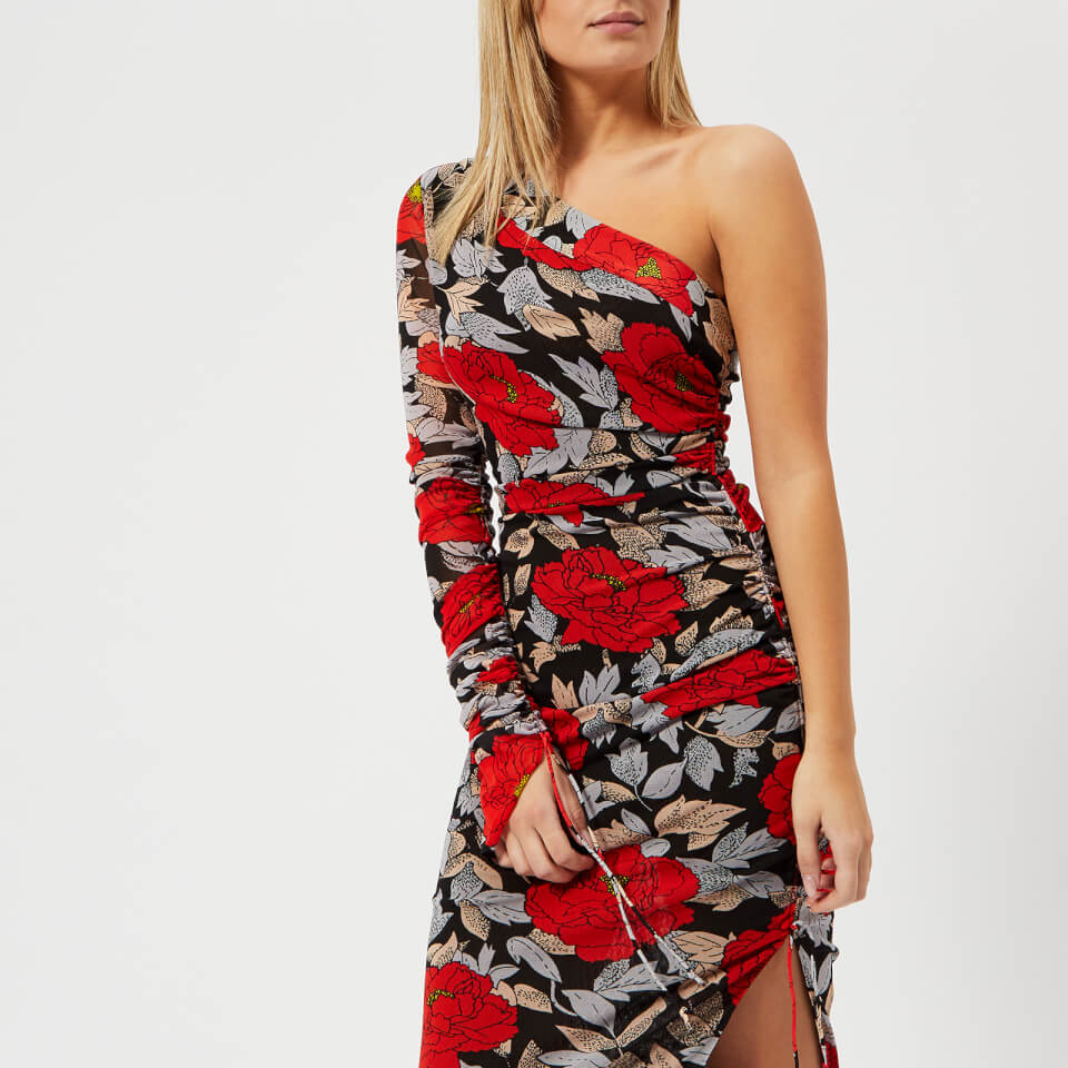 Diane von Furstenberg Women's One Shoulder Ruched Dress