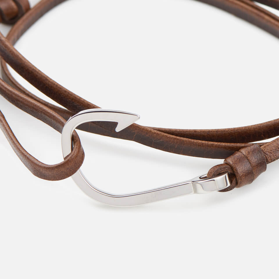 Miansai Men's Leather Silver Hook Bracelet - Cafecito