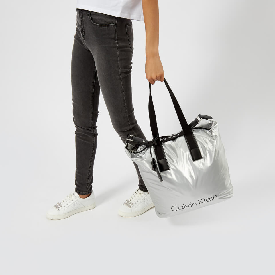 Calvin Klein Women's City Nylon Shopper Bag - Light Silver