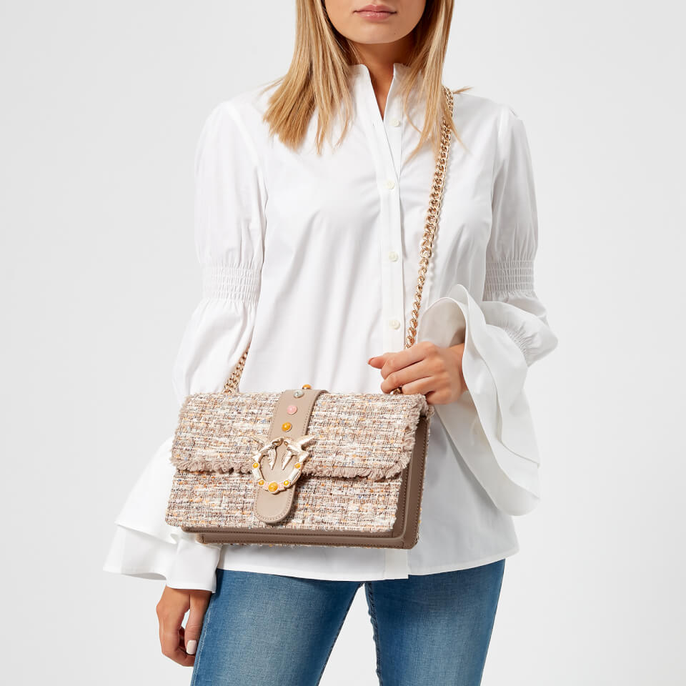 Pinko Women's Love Boucle Lurex Cross Body Bag - Cream