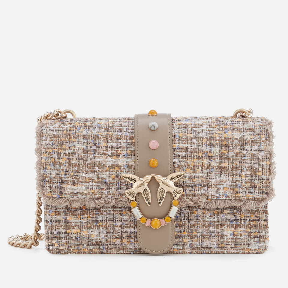 Pinko Women's Love Boucle Lurex Cross Body Bag - Cream