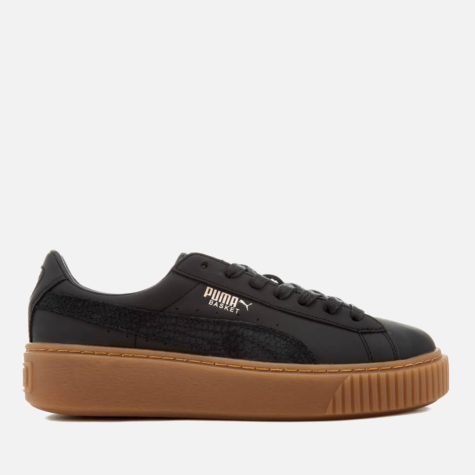 Puma Women s Basket Platform Euphoria Gum Trainers Puma Black Gum Allsole
