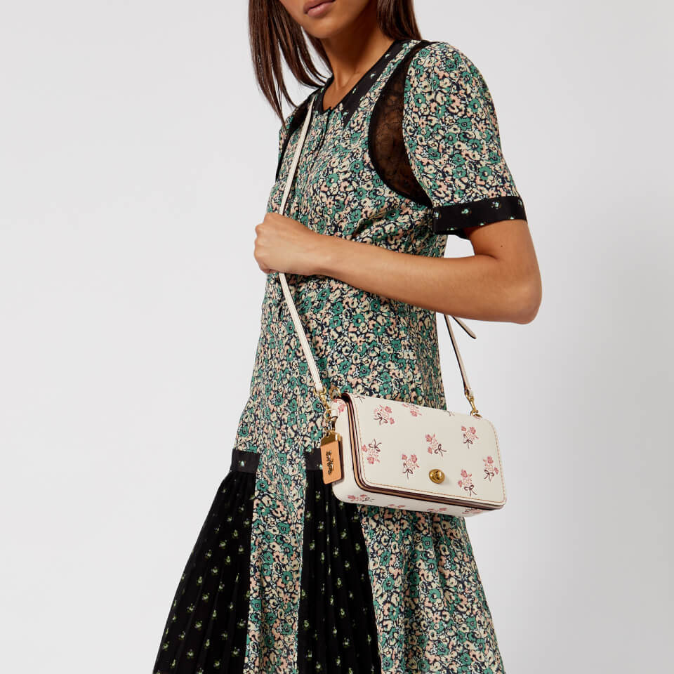 Coach Women's Floral Bow Print Dinky Cross Body Bag - Chalk