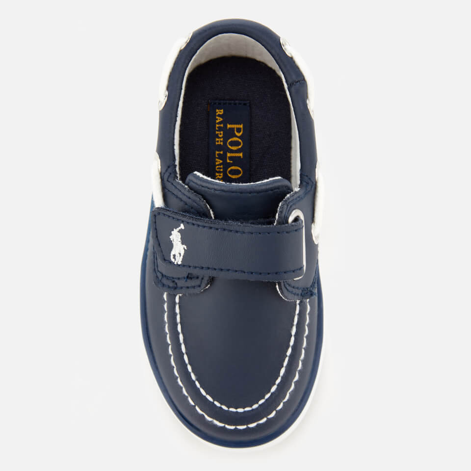Polo Ralph Lauren Toddlers Sander EZ Leather Boat Shoes Navy White Allsole