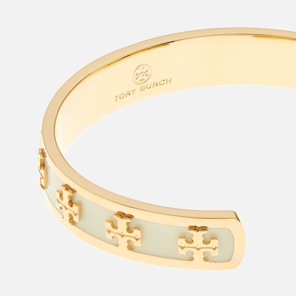 Tory Burch Women's Enamel Raised Logo Cuff Bracelet - New Ivory/Gold