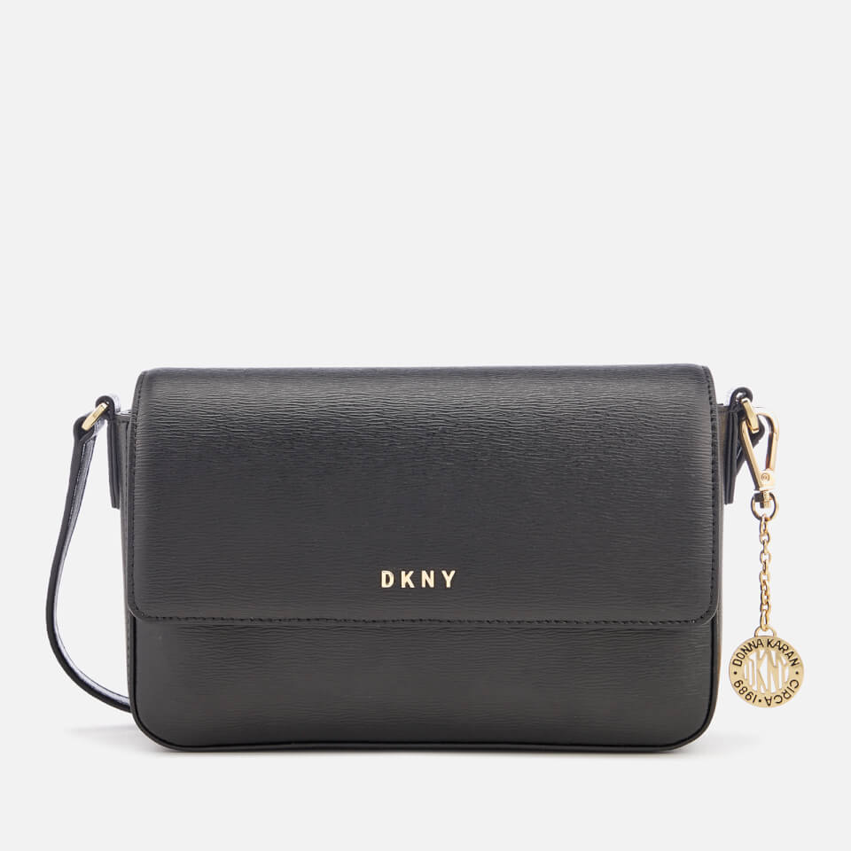 DKNY Women's Bryant Medium Sutton Textured Leather Flap Cross Body Bag - Black