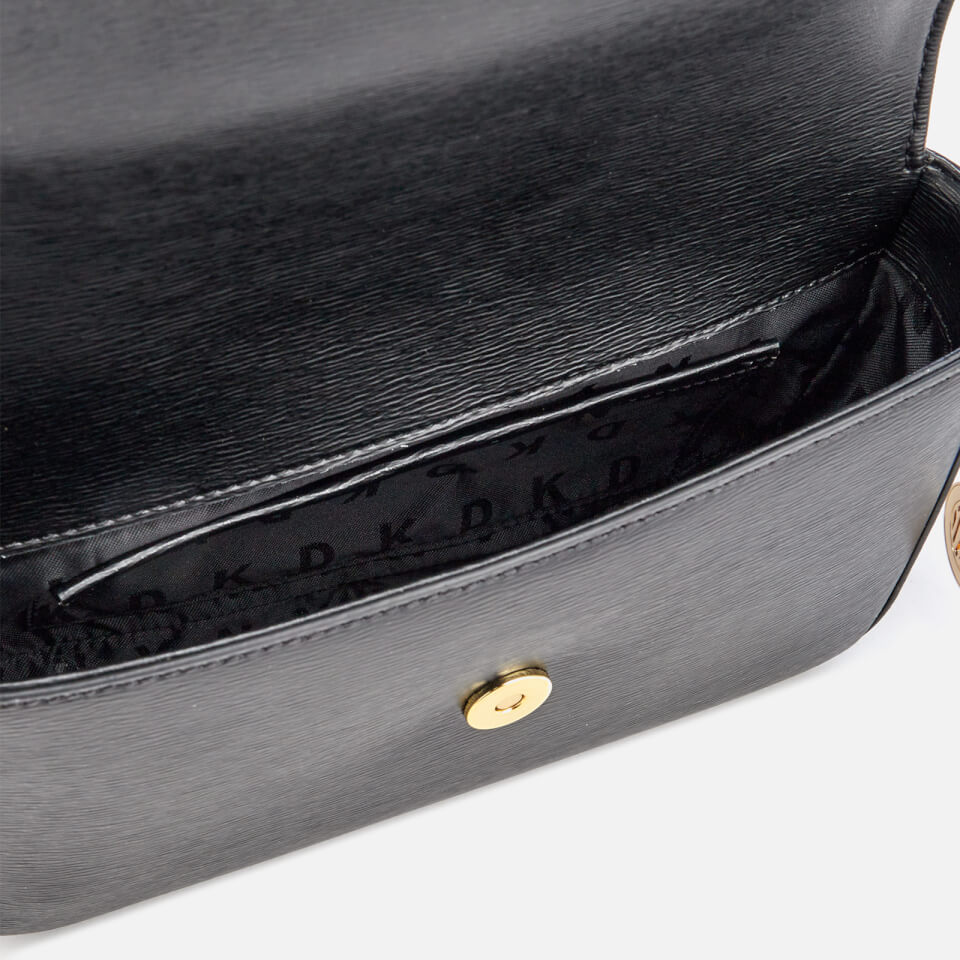 DKNY Women's Bryant Medium Sutton Textured Leather Flap Cross Body Bag - Black