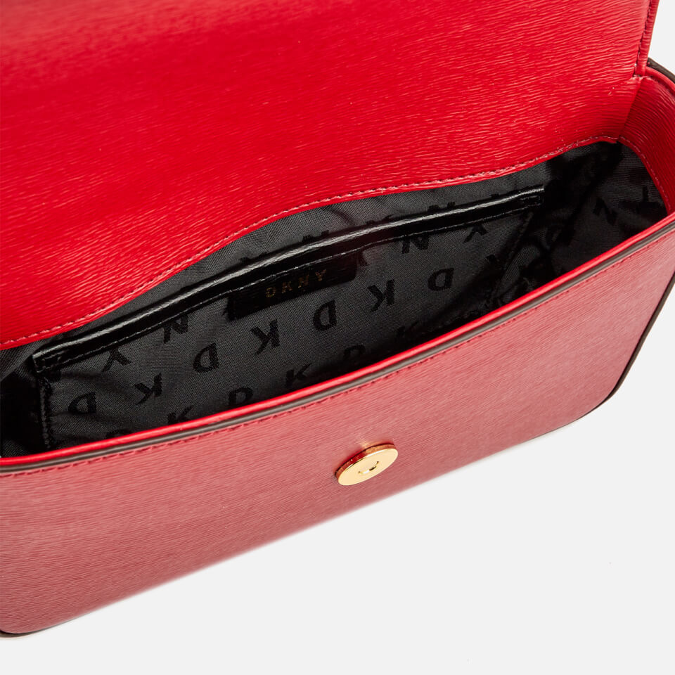 DKNY Women's Bryant Medium Sutton Textured Leather Flap Cross Body Bag - Safari Red