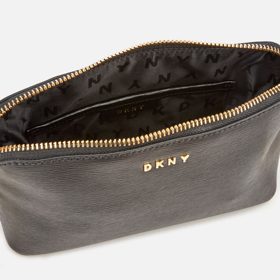 DKNY Women's Bryant Sutton Textured Leather Top Zip Cross Body Bag - Black/Gold