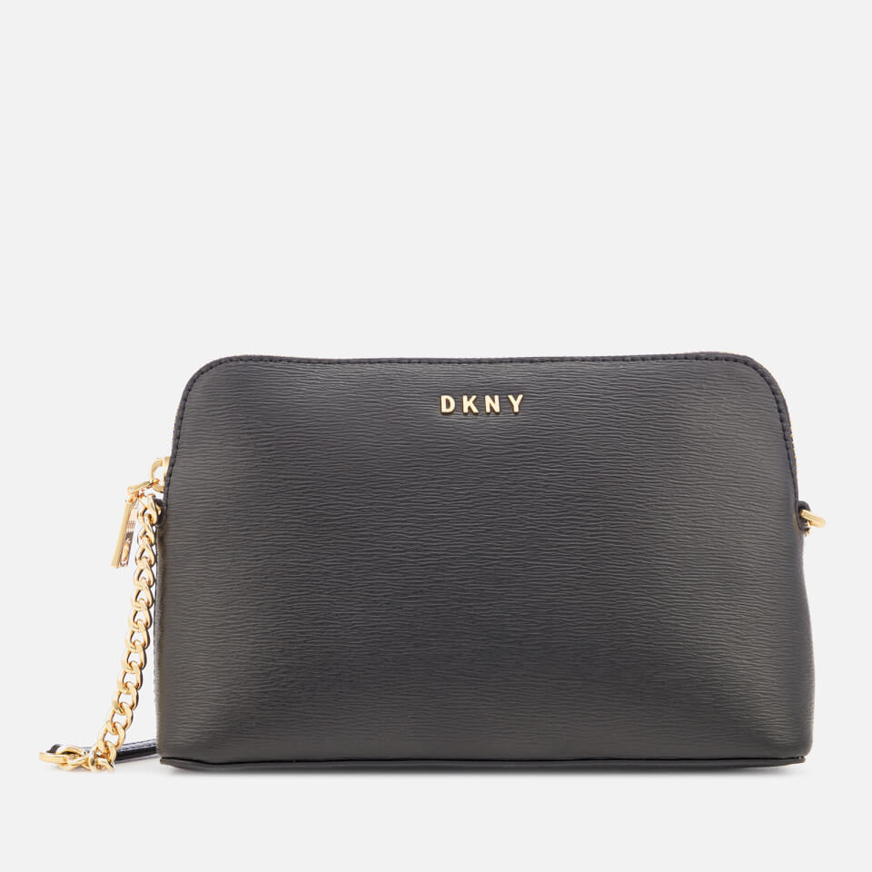 DKNY Women's Bryant Sutton Textured Leather Top Zip Cross Body Bag - Black/Gold