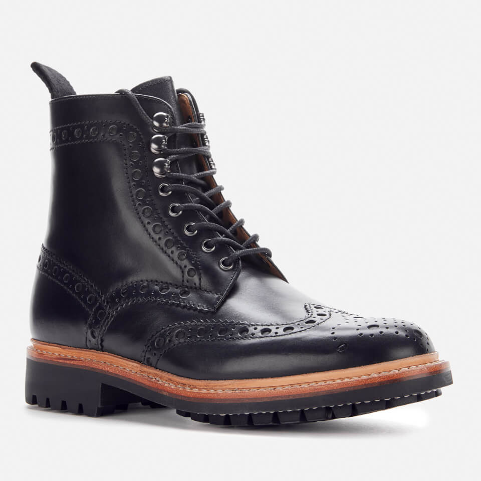 Grenson Men s Fred Leather Commando Sole Lace Up Boots Black