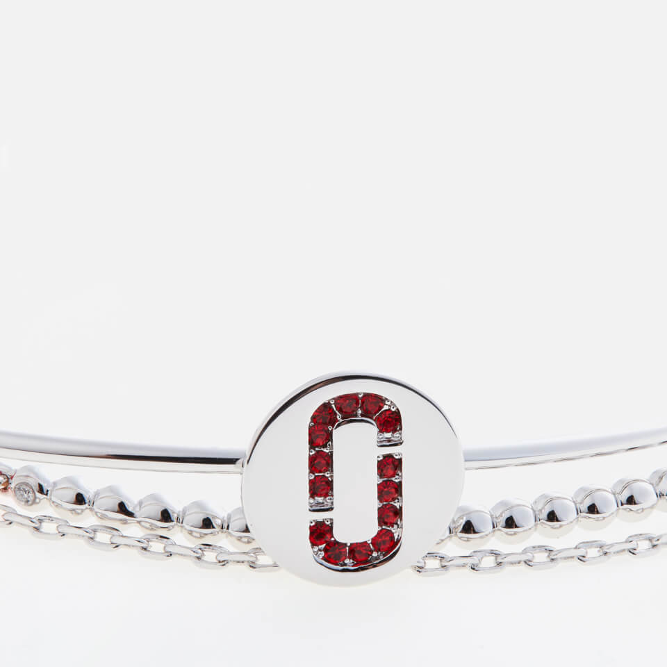 Marc Jacobs Women's Double J Pave Friendship Bracelet - Red/Silver