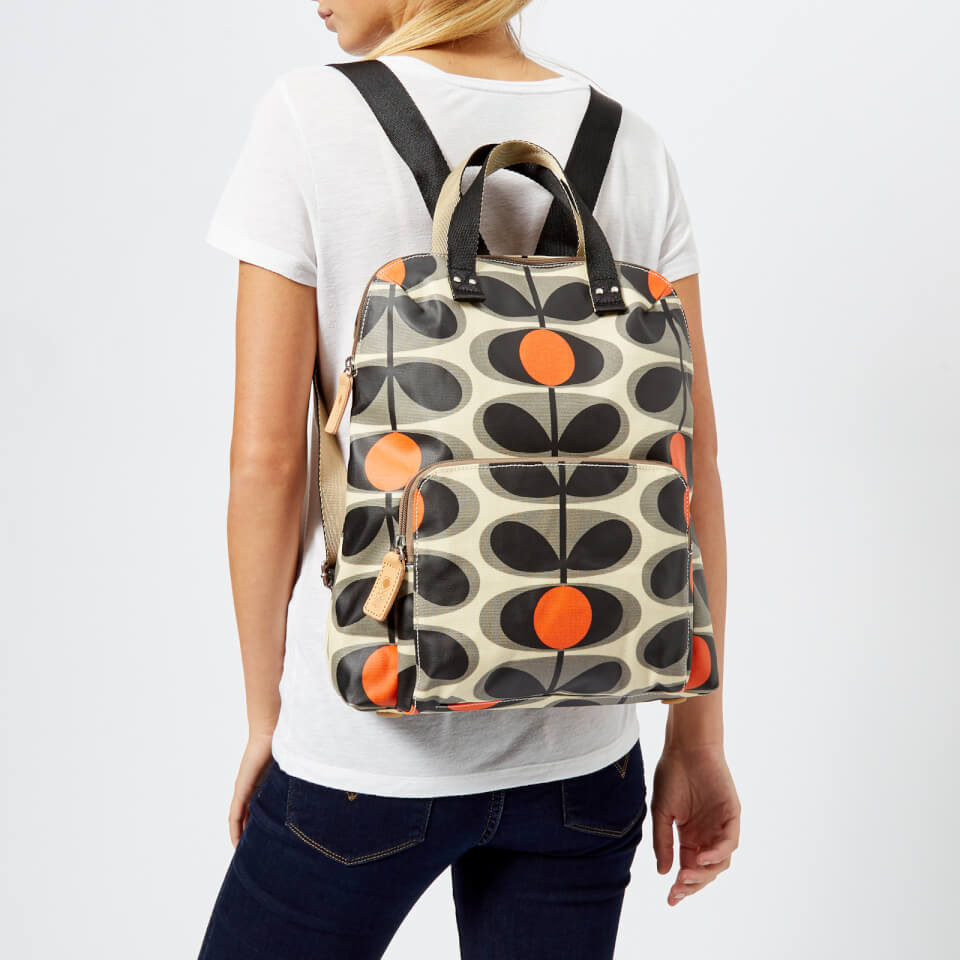 Orla Kiely Women's Canvas Flower Stem Print Backpack Tote Bag - Granite