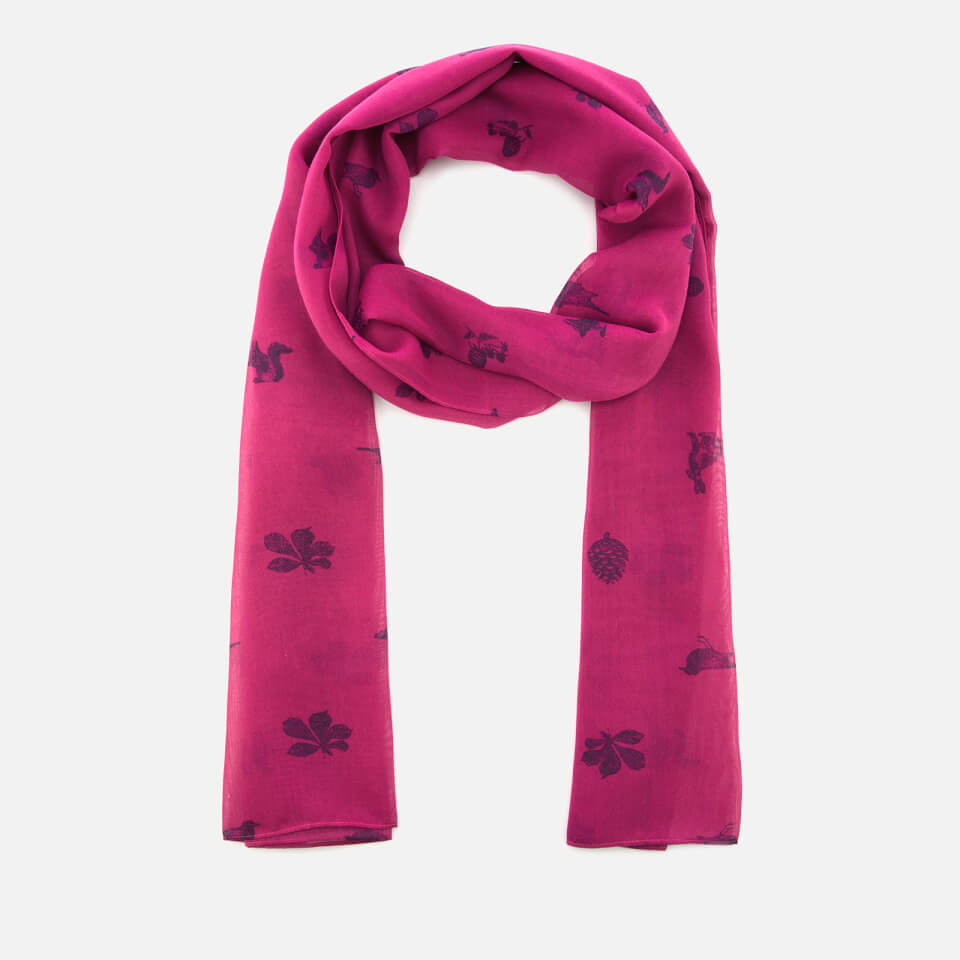 Joules Women's Wensley Etched Animals Woven Scarf - Ruby Pink