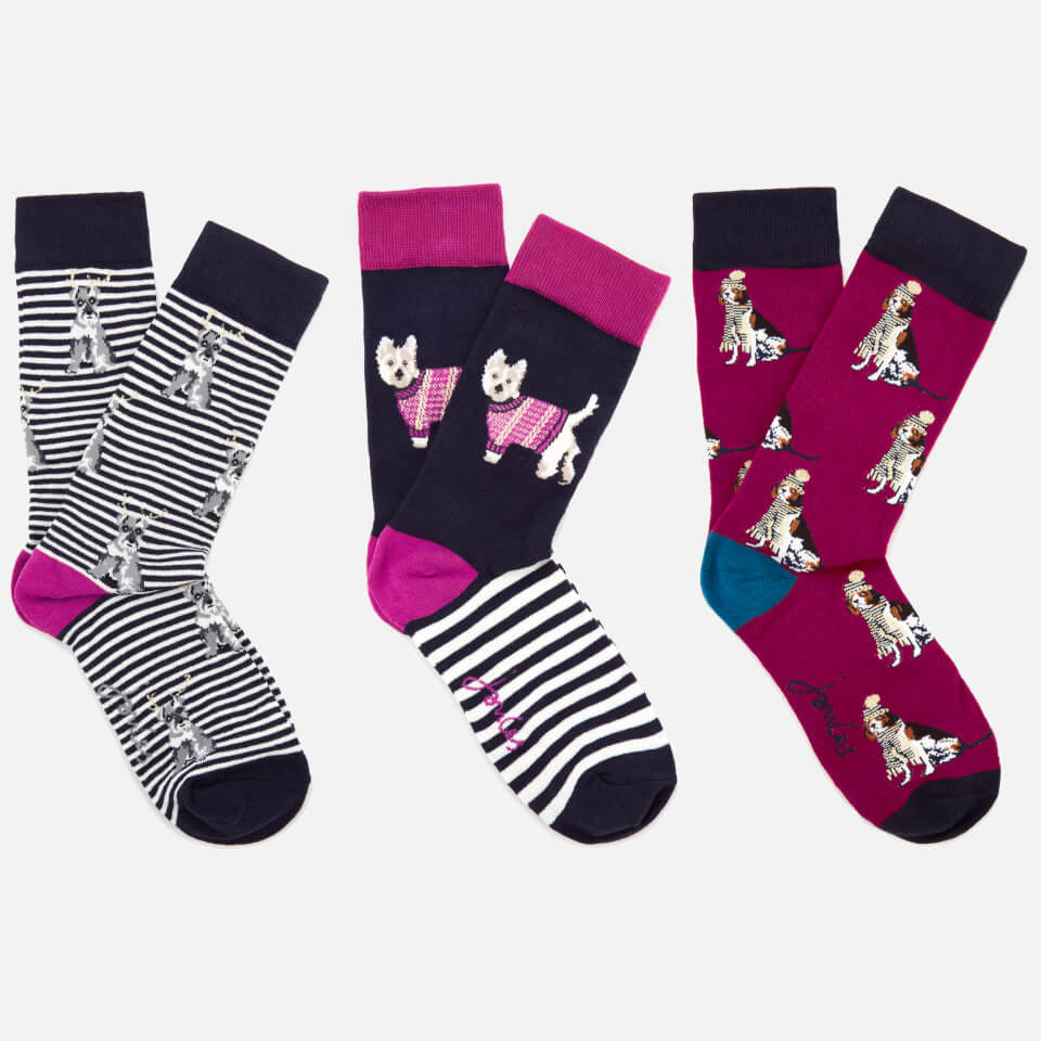 Joules Women's 3 Pack Cracking Socks Gift Set - Dog