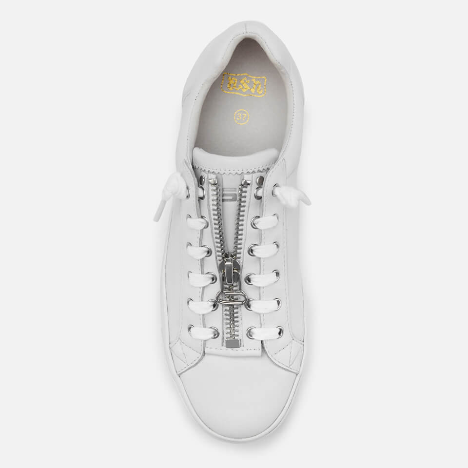 Ash Women s Buzz Leather Flatform Trainers White Red Allsole