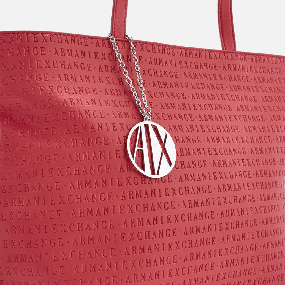 Armani Exchange Women's All Over Logo Embossed Zip Tote Bag - Red