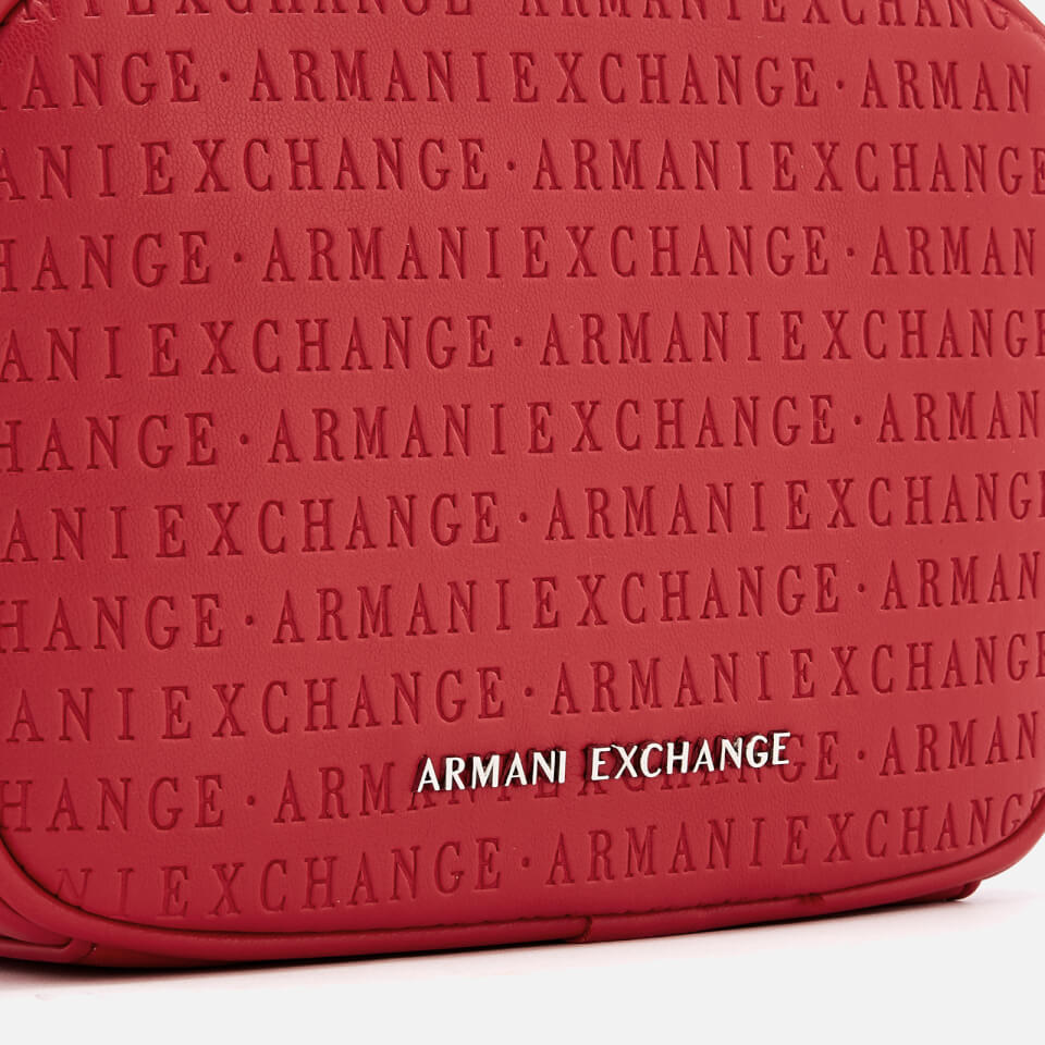 Armani Exchange Women's All Over Logo Embossed Cross Body Bag - Red