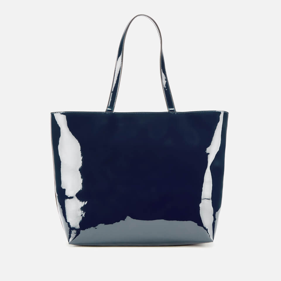 Armani Exchange Women's Patent Shopping Tote Bag - Navy