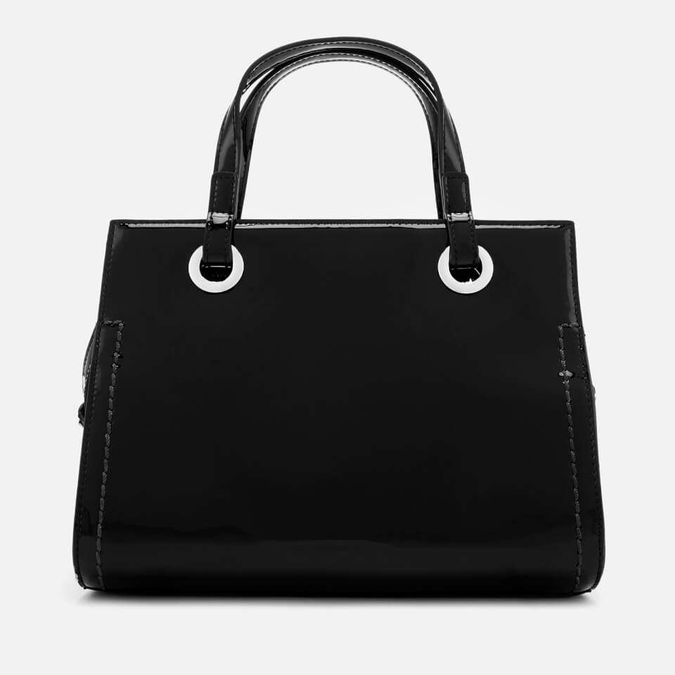 Armani Exchange Women's Patent Logo Small Tote Bag - Black