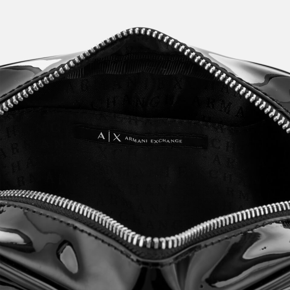 Armani Exchange Women's Patent Logo Cross Body Bag - Black