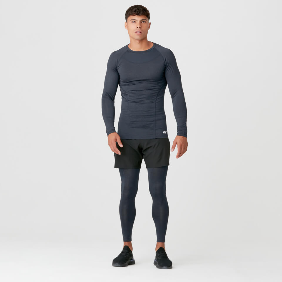 MP Men's Charge Compression Long Sleeve Top - Navy Marl - XS