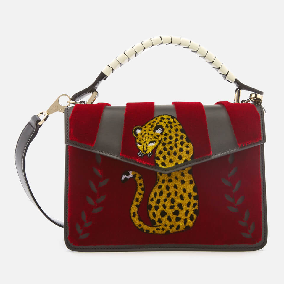 Les Petits Joueurs Women's Mini Pixie Cheetah Flower Bag - Red
